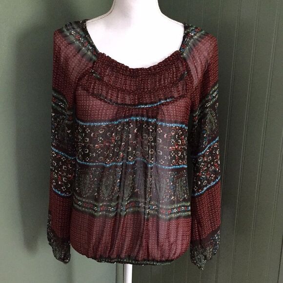 Maurices Boho Elastic Waist Small Lightweight Spring Semi Sheer - Picture 1 of 7